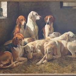 Cattistock Hounds by Charles Church (oil on canvas, 36 x 52 inches)